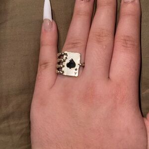 Super cute, skeleton, hand, ace card ring